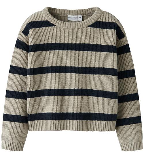 Name It Bluse - Strik - NmfVnilla - Island Fossil/W. Navy Bla
