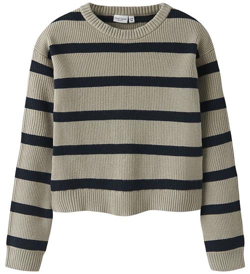 Name It Bluse - Strik - NkfvNilla - Island Fossil/W. NAVY BLAZER