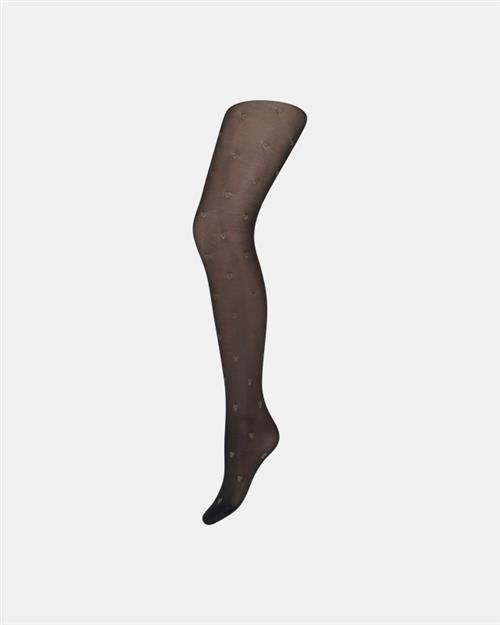Strømpebukser ´hearts´ | 30 Denier | Sort m. guld hjerter