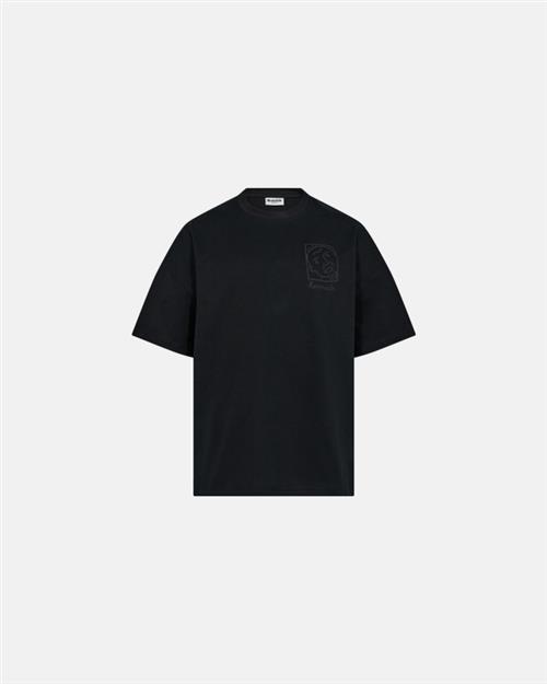 T-shirt m. print "dev" | 100 bomuld | Sort