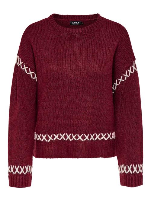 ONLY Pullover 'ONLAMANDA'  bordeaux / hvid