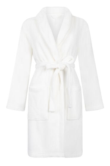 Hunkemöller Robe Short Flannel Fleece Embossed Dot hvid