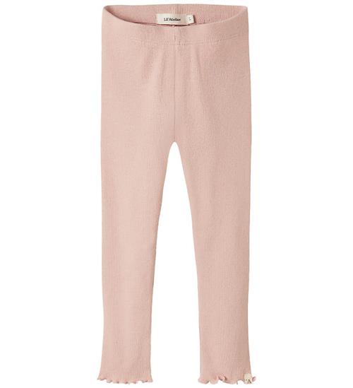 Lil Atelier Leggings - Rib - NmfNora - Cameo Rose m Hulmønster