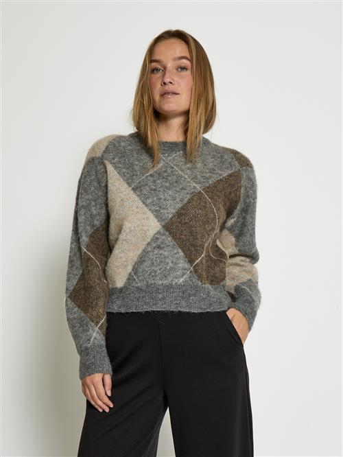 minus Pullover 'Revea'  cappuccino / mørkebrun / grå-meleret