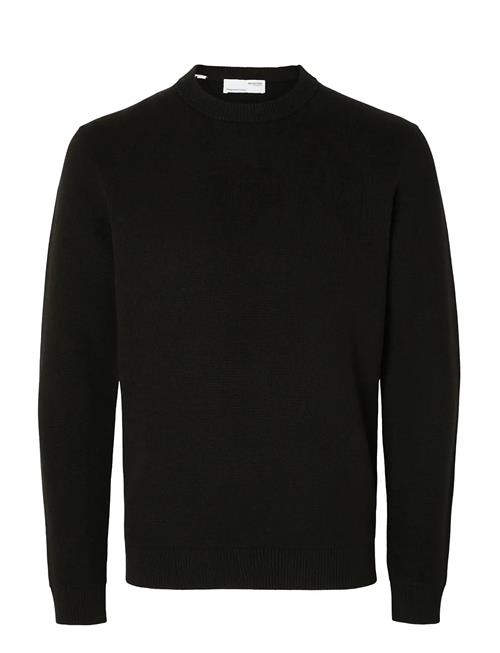 Slhdane Ls Knit Structure Crew Neck Noos Selected Black
