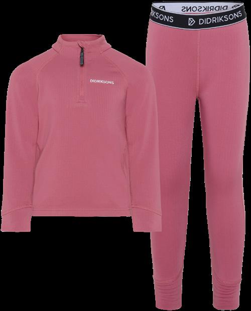 Didriksons Jadis Kids 5 Baselayer-sæt Heather Pink  Heather Pink-130 cm  Lyserød  130 cm  kvinde
