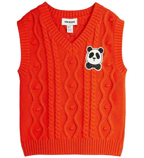 Mini Rodini T-shirt - Strik - Panda Patch - Red