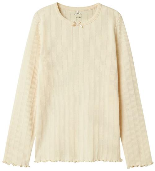 Name It Bluse - Rib - NkfNolea - Parchment m. Hulmønster