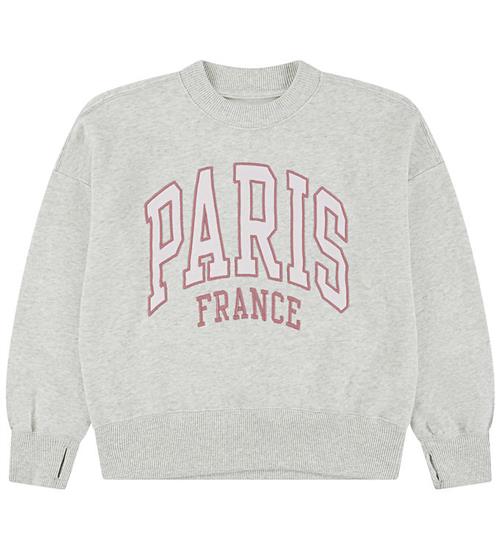 Abercrombie & Fitch Sweatshirt - Lysegråmeleret m. Rosa