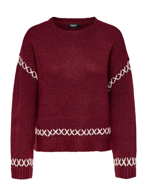 ONLY Pullover 'ONLAMANDA'  bordeaux / hvid