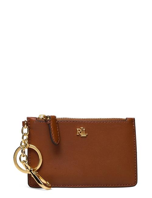 Leather Zip Card Case Lauren Ralph Lauren Brown