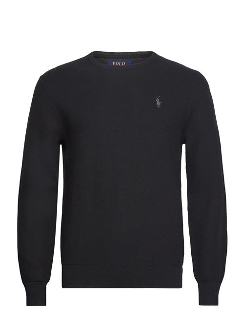 Mesh-Knit Cotton Crewneck Sweater Polo Ralph Lauren Black
