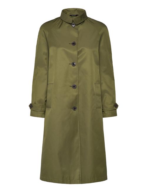 Cotton-Blend Balmacaan Coat Lauren Ralph Lauren Khaki