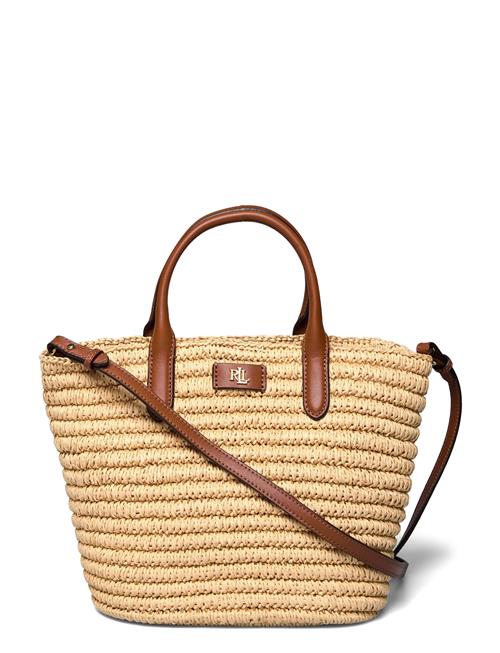 Woven Straw Medium Brie Tote Bag Lauren Ralph Lauren Beige