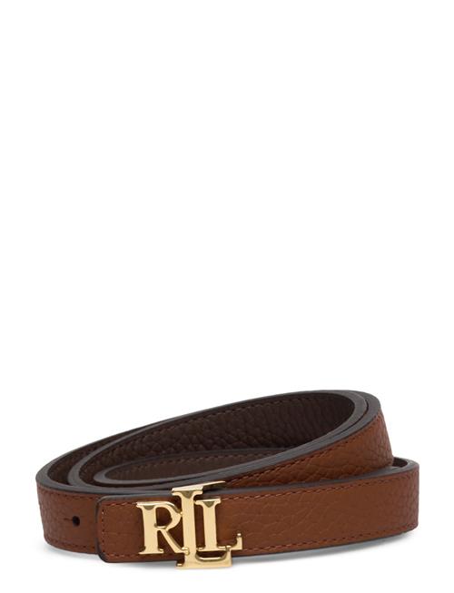 Logo Reversible Leather Skinny Belt Lauren Ralph Lauren Brown