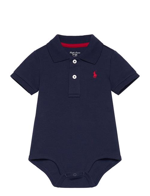 Cotton Interlock Polo Bodysuit Ralph Lauren Baby Navy