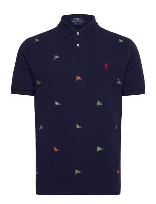 Custom Slim Flag-Embroidered Polo Shirt Polo Ralph Lauren Navy