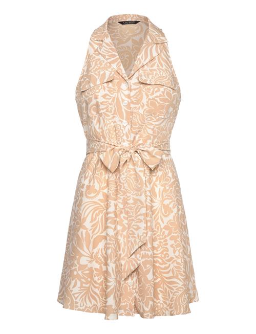 Floral Crepe Sleeveless Shirtdress Lauren Ralph Lauren Beige