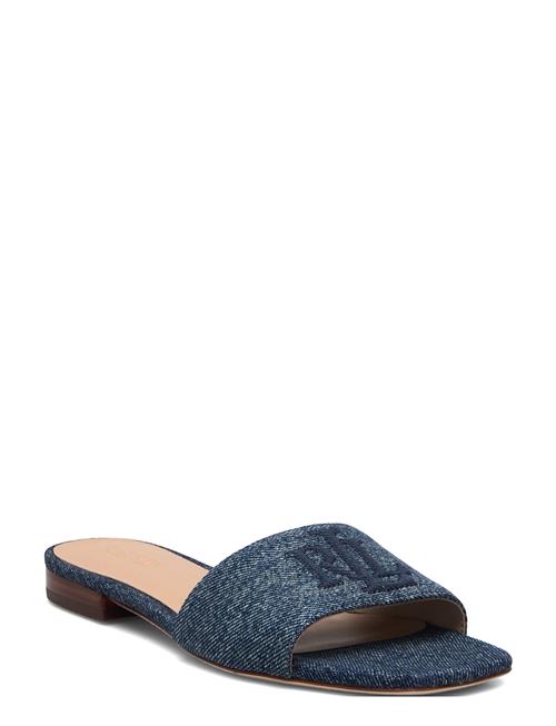 Everley Washed Denim Slide Sandal Lauren Ralph Lauren Blue