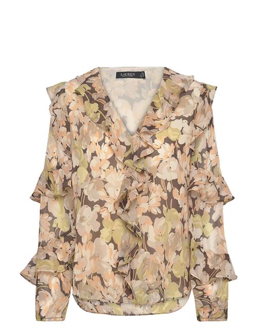 Floral Ruffle-Trim Georgette Blouse Lauren Ralph Lauren Green