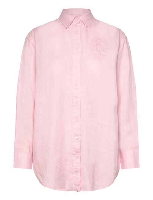 Over Floral-Logo Linen Shirt Lauren Ralph Lauren Pink