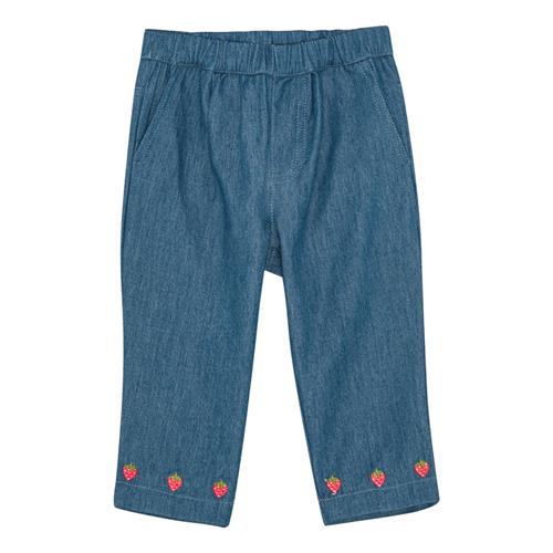 Flöss Vilma Bukser Mid Blue Strawberry  Mid Blue Strawberry-128 cm  Blå  128 cm  kvinde