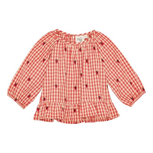 Flöss Molly Bluse Berry Gingham  Berry Gingham-74 cm  Rød  74 cm  kvinde