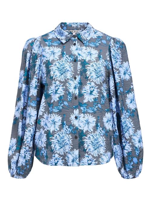 OBJECT Bluse 'OBJTaylor'  blå / lysegrå / hvid