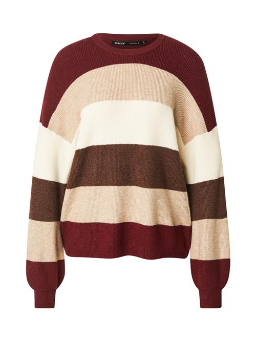 ONLY Pullover 'ONLJETTE'  kit / mørkebrun / bær / naturhvid