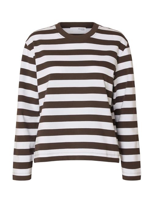 Se SELECTED Shirts 'SLFESSENTIAL'  mørkebrun / hvid ved About You