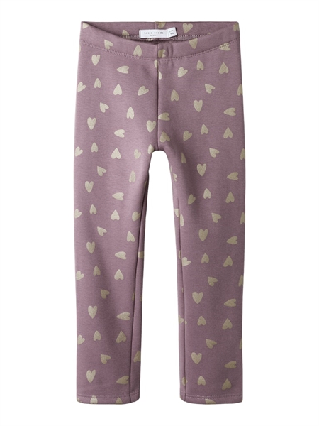 Se NAME IT Sweat Fleece Leggings Tavina Grape Shake Glitter Hearts hos SmartKidz
