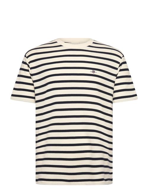 Waffle Stripe Ss T-Shirt GANT Cream