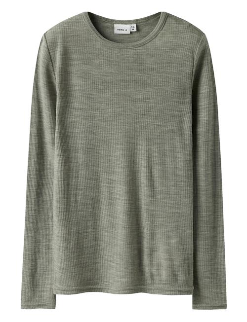 Nknwax Wool Rib Ls Top Name It Green