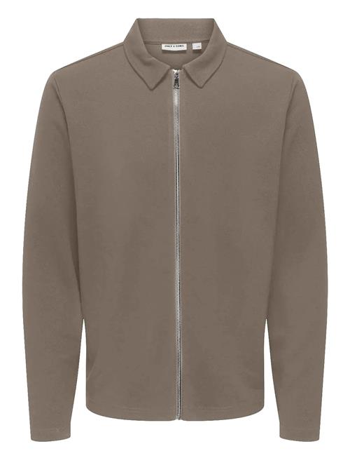 Onsnewkodyl Reg Zip Sweat Vd ONLY & SONS Beige