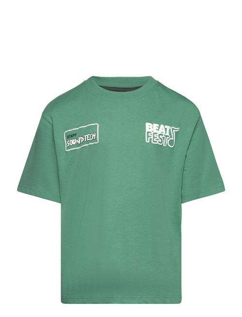 Printed Embossed Letters T-Shirt Mango Green
