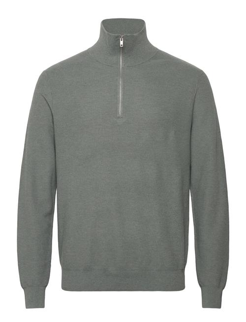Microstructure Sweater With Zipper Collar Mango Green