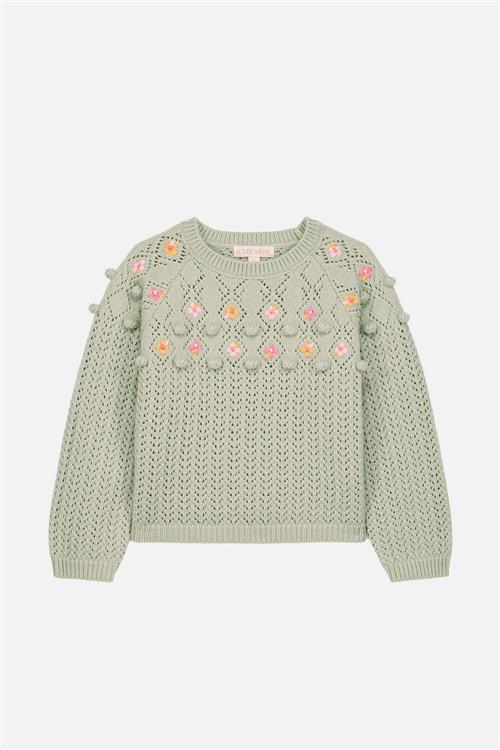 Louise Misha Vakita Strikket Trøje Almond  Almond-4 Y  Grøn  4 år  kvinde