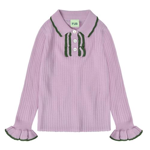 FUB Polo Med Frynser Iris  Iris-120 cm Wool Lilla  120 cm  kvinde