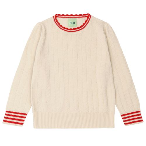 FUB Zigzag-bluse Ecru  Ecru-90 cm Wool Beige  90 cm  kvinde
