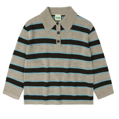 FUB Stribet Polo Oat Melange  Oat Melange-120 cm Wool Beige  120 cm  Unisex