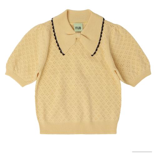 FUB Pointelle-polo Wheat  Wheat-120 cm Wool Beige  120 cm  kvinde