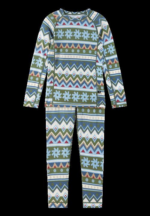 Reima Taitoa Base Layer-sæt I Uld Green Clay  Green Clay-150 cm  Grøn  150 cm  Unisex