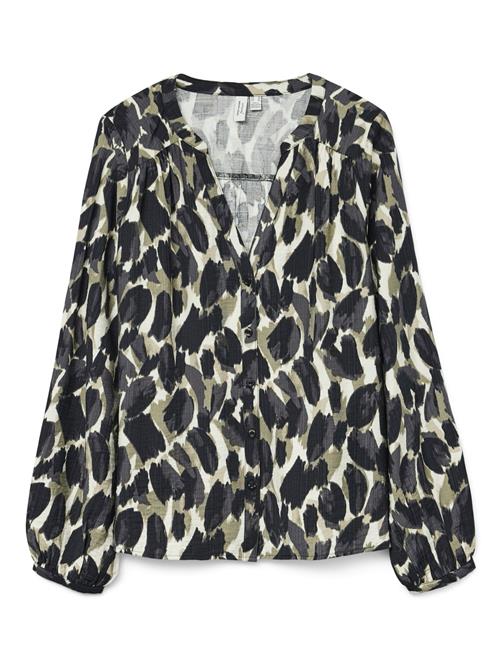 VERO MODA Bluse 'VMFANINI'  natblå / khaki / hvid