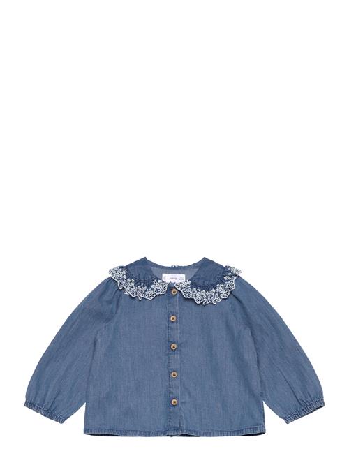 Se Denim Cotton Shirt Mango Blue ved Booztlet
