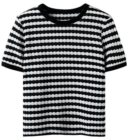 LMTD T-shirt - Strik - NlfSille - Black/White