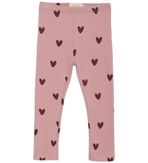 Creamie Leggings - Rib - Woodrose m. Hjerter