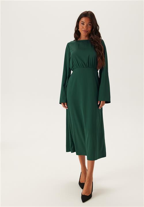 BUBBLEROOM Boatneck Satin Midi Dress