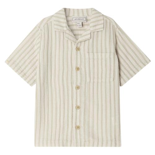 garbo&friends Kortærmet Skjorte I Musselin Stripe Pebble 98/104 cm  Hvid  98/104 cm  Unisex