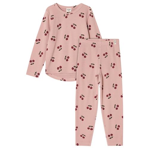 Kuling Gisborn Baselayer-sæt I Uld Og Bambus Woody Rose Cherry  110/116 cm  Lyserød  110/116 cm  unisex