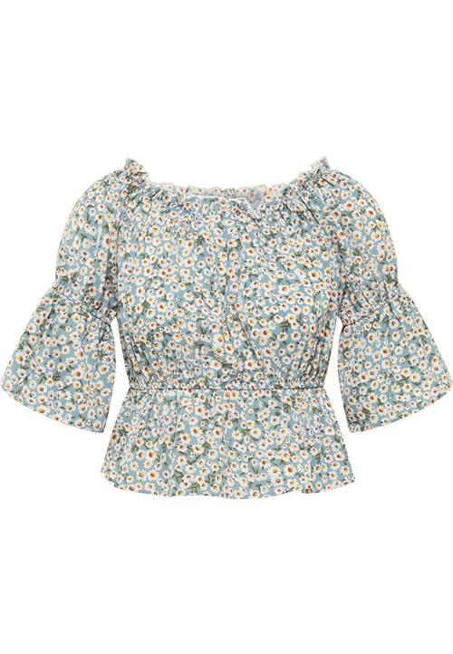 MYMO Bluse  blå / orange / hvid